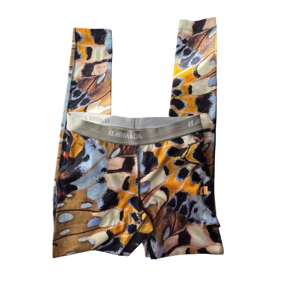 Armada Womens XS Butterfly Print Base Layer‎ Leggings Orange Blue Ski Snowboard